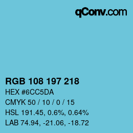 Color code: RGB 108 197 218 | qconv.com