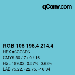 カラーコード: RGB 108 198.4 214.4 | qconv.com