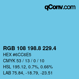 カラーコード: RGB 108 198.8 229.4 | qconv.com