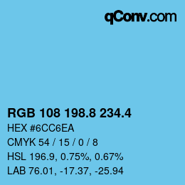 カラーコード: RGB 108 198.8 234.4 | qconv.com