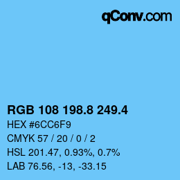 カラーコード: RGB 108 198.8 249.4 | qconv.com