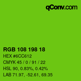 Color code: RGB 108 198 18 | qconv.com