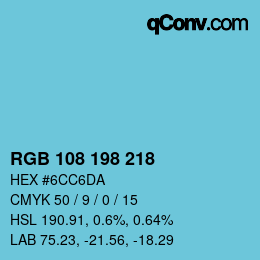Code couleur: RGB 108 198 218 | qconv.com