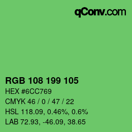 Color code: RGB 108 199 105 | qconv.com