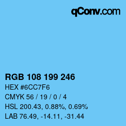カラーコード: RGB 108 199 246 | qconv.com