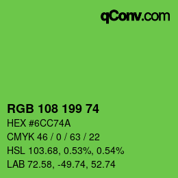 カラーコード: RGB 108 199 74 | qconv.com
