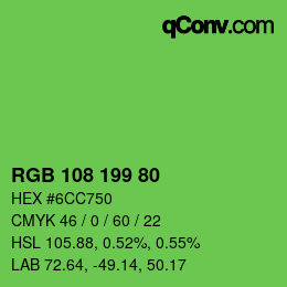 Color code: RGB 108 199 80 | qconv.com