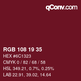 Color code: RGB 108 19 35 | qconv.com