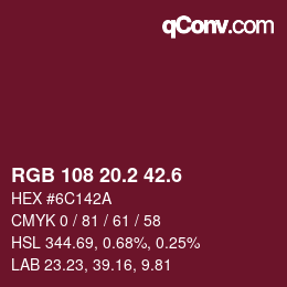 カラーコード: RGB 108 20.2 42.6 | qconv.com