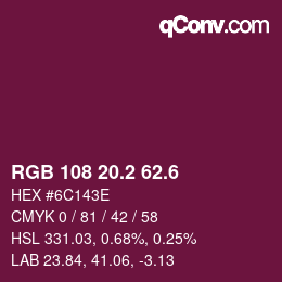 カラーコード: RGB 108 20.2 62.6 | qconv.com