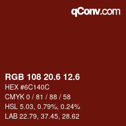 カラーコード: RGB 108 20.6 12.6 | qconv.com