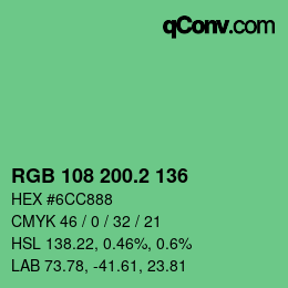 カラーコード: RGB 108 200.2 136 | qconv.com