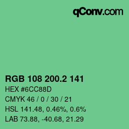 カラーコード: RGB 108 200.2 141 | qconv.com