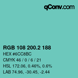 カラーコード: RGB 108 200.2 188 | qconv.com