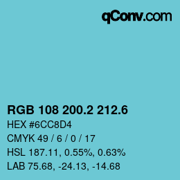 カラーコード: RGB 108 200.2 212.6 | qconv.com