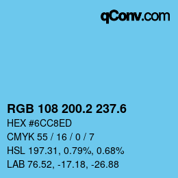 カラーコード: RGB 108 200.2 237.6 | qconv.com