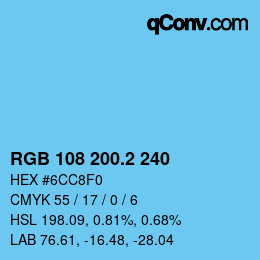 カラーコード: RGB 108 200.2 240 | qconv.com