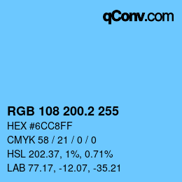 カラーコード: RGB 108 200.2 255 | qconv.com