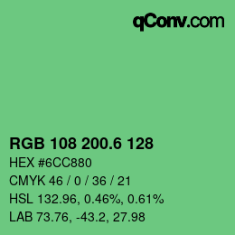 カラーコード: RGB 108 200.6 128 | qconv.com