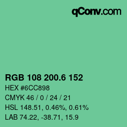 カラーコード: RGB 108 200.6 152 | qconv.com