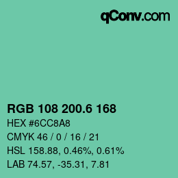 カラーコード: RGB 108 200.6 168 | qconv.com