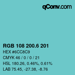 カラーコード: RGB 108 200.6 201 | qconv.com