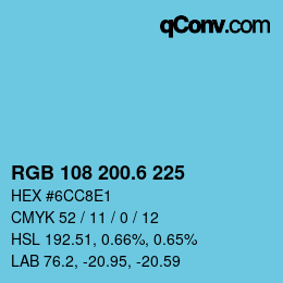 カラーコード: RGB 108 200.6 225 | qconv.com