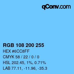 颜色代码: RGB 108 200 255 | qconv.com