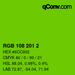 カラーコード: RGB 108 201 2 | qconv.com