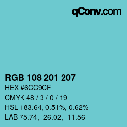 Color code: RGB 108 201 207 | qconv.com