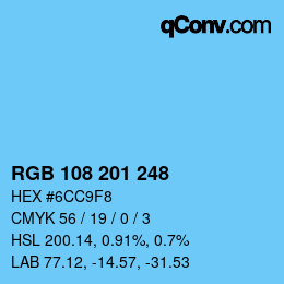 Color code: RGB 108 201 248 | qconv.com
