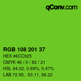 Color code: RGB 108 201 37 | qconv.com