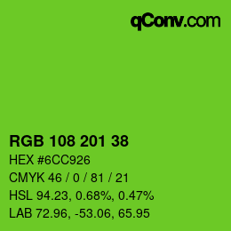 Color code: RGB 108 201 38 | qconv.com