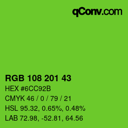 颜色代码: RGB 108 201 43 | qconv.com