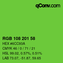 Color code: RGB 108 201 58 | qconv.com