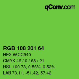 Color code: RGB 108 201 64 | qconv.com