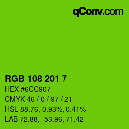 Color code: RGB 108 201 7 | qconv.com