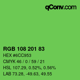 Color code: RGB 108 201 83 | qconv.com