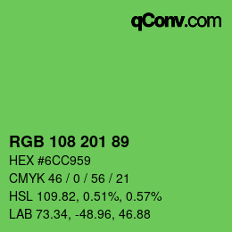 Color code: RGB 108 201 89 | qconv.com