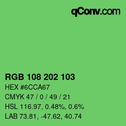 Color code: RGB 108 202 103 | qconv.com