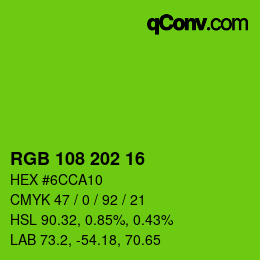 Color code: RGB 108 202 16 | qconv.com