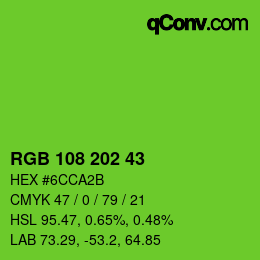 颜色代码: RGB 108 202 43 | qconv.com