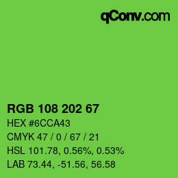 カラーコード: RGB 108 202 67 | qconv.com