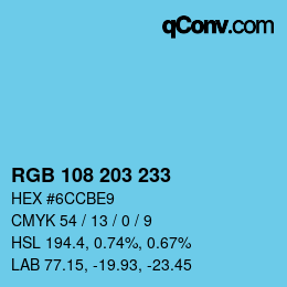 Color code: RGB 108 203 233 | qconv.com