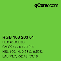 Color code: RGB 108 203 61 | qconv.com