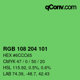 Color code: RGB 108 204 101 | qconv.com