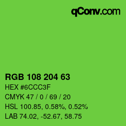Color code: RGB 108 204 63 | qconv.com