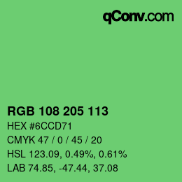 Color code: RGB 108 205 113 | qconv.com