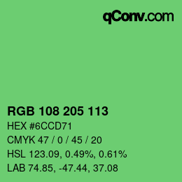 Color code: RGB 108 205 113 | qconv.com