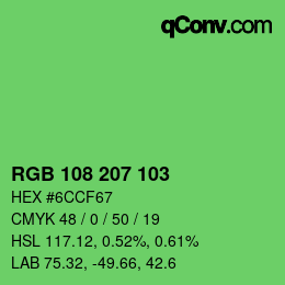 カラーコード: RGB 108 207 103 | qconv.com